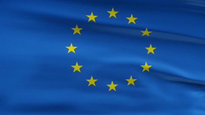 欧洲国旗飘扬在风seamles循环三维动画。4 k的决议