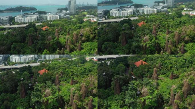 夏季新加坡城市著名公园顶级现代公寓综合体泻湖空中全景4k