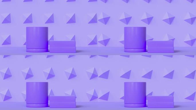 紫色场景墙几何设置讲台3d渲染运动