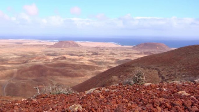 火山巴尤约延时视频-Corralejo附近的富埃特文图拉景观。