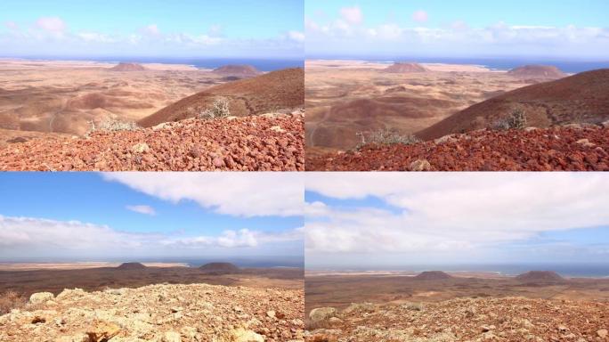 火山巴尤约延时视频-Corralejo附近的富埃特文图拉景观。