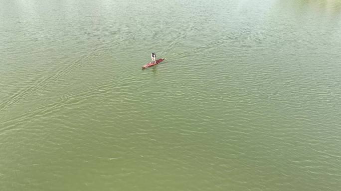 湖北宜城鲤鱼湖桨板水上运动4K航拍