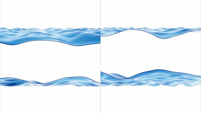 3d渲染纹理的水，海浪在白色背景上。