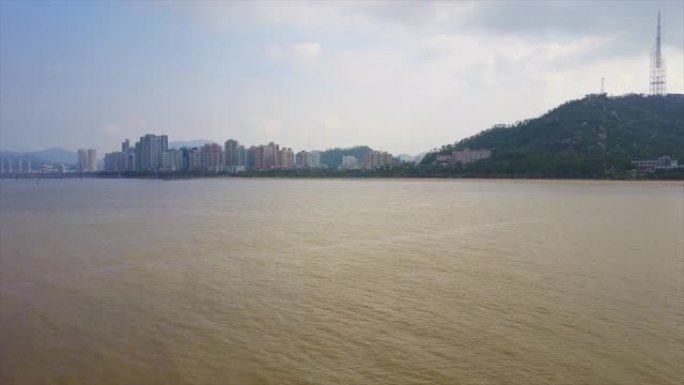 珠海市日间著名渔女纪念碑湾空中全景4k中国