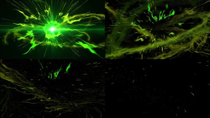 绿色墨水飞溅粒子中风光效果动画