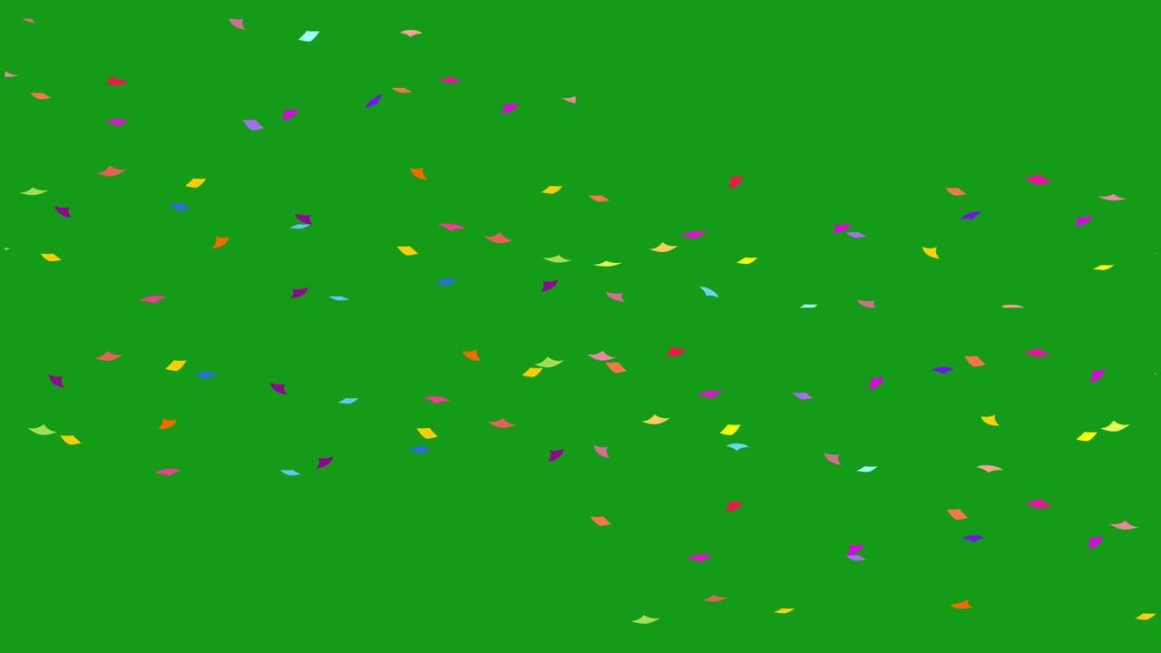 落色粒子运动图形与绿屏背景