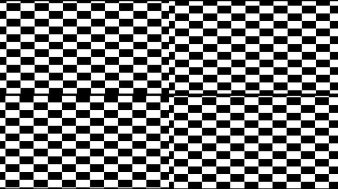 黑白图案跳棋垂直。未来几何图案运动背景