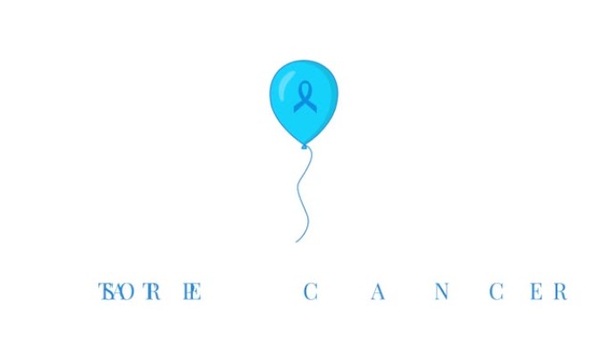 带丝带的蓝色气球的前列腺癌意识动画