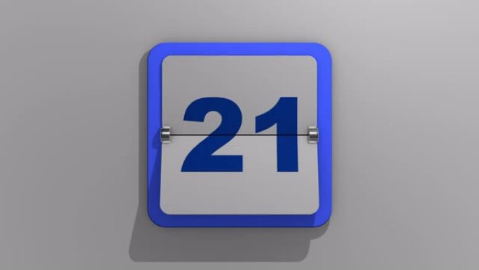 在第二十二天停止的翻转日历的时尚动画3D渲染。一周中的22天或假期和活动的3d插图。22号动画。