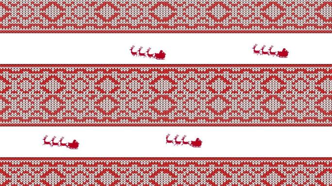 驯鹿拉雪橇上的圣诞老人剪影的数字动画反对传统