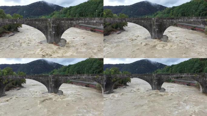 高洪水皮埃蒙特，意大利-2020年10月3日