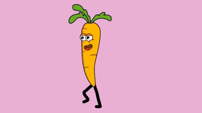 搞笑胡萝卜角色行走的动画视频
