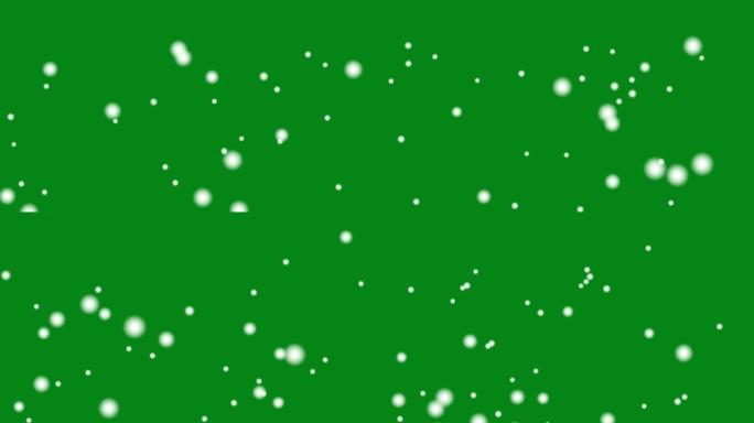 绿色屏幕背景的下降白色粒子运动图形