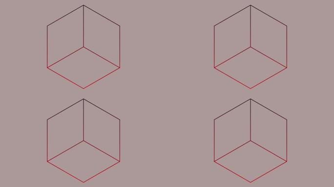 灰色背景下立方体形状轮廓形成的数字动画