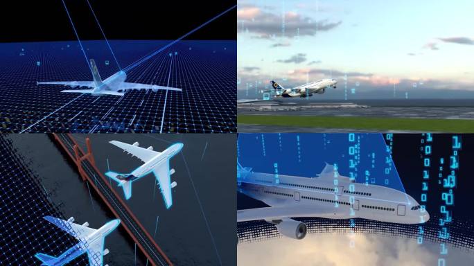 4k机场飞机飞行数字化运输国际贸易运输