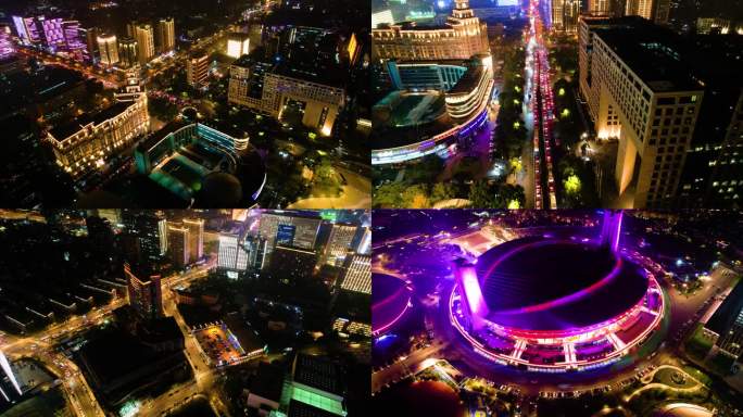 杭州黄龙体育中心天目山路夜景车流延时_2