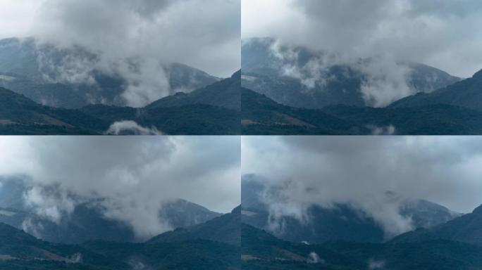 塞尔维亚杰达普国家公园低云漂浮在山上的4k延时视频。
