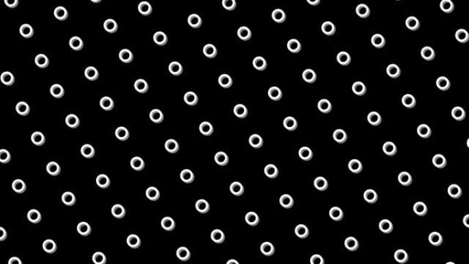 一条简单的圆点线在黑色背景上循环移动