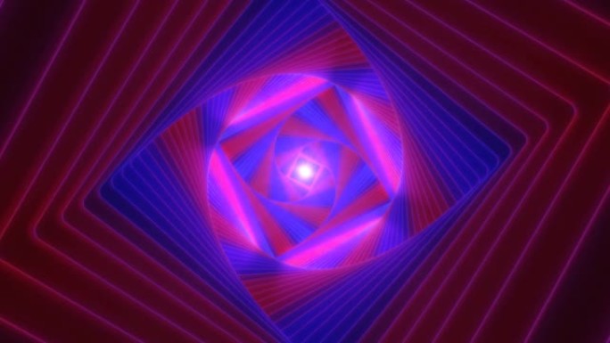 荧光紫外线黑光闪烁霓虹灯的扭曲隧道-4k无缝循环运动背景动画