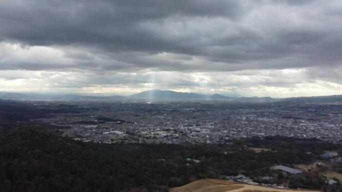 奈良若草山的天际线鸟瞰图