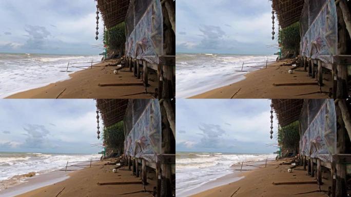 台风逼近海滩棚屋史诗般的性质