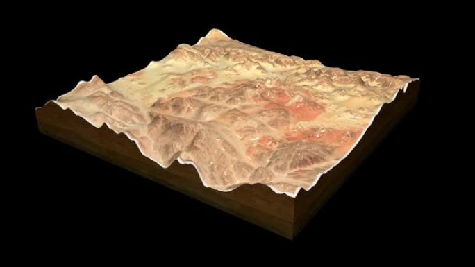 瓦迪朗姆酒村地形图3D渲染360度循环动画