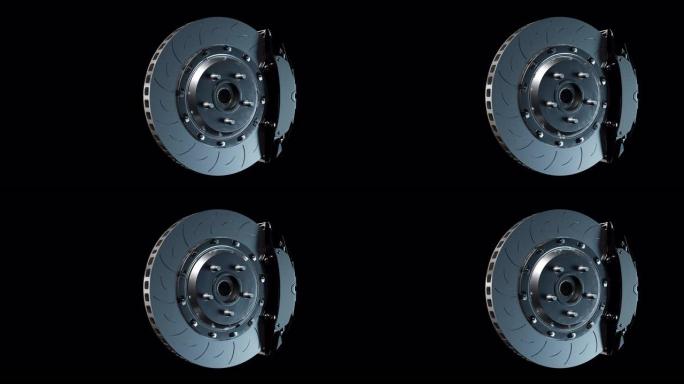制动盘和黑色背景上的黑色卡钳。