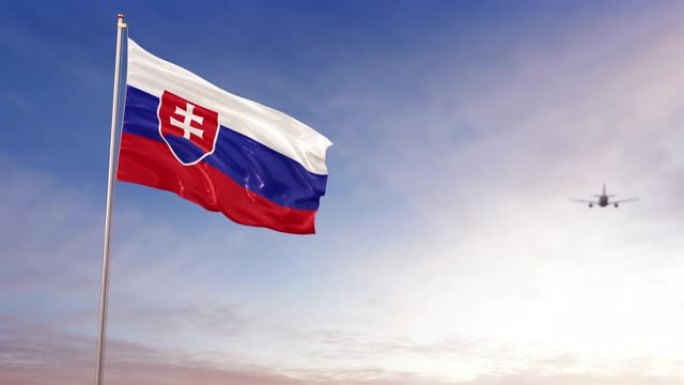斯洛伐克国旗与飞机