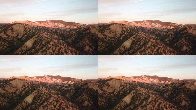 日落加州山脉空中无人机沙漠景观