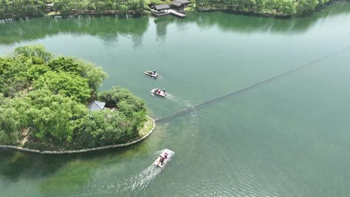 湖北黄冈遗爱湖多个景点场景航拍