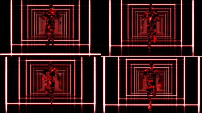 3D抽象背景走廊带红光效果的Running Man