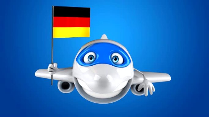 带德国国旗的有趣3D卡通平面人物