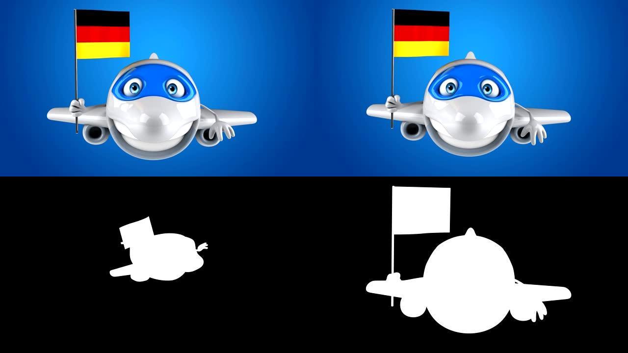 带德国国旗的有趣3D卡通平面人物