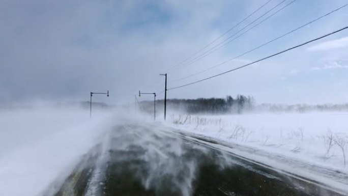 北海道道冬季国外驾车外国大雪雪中开车