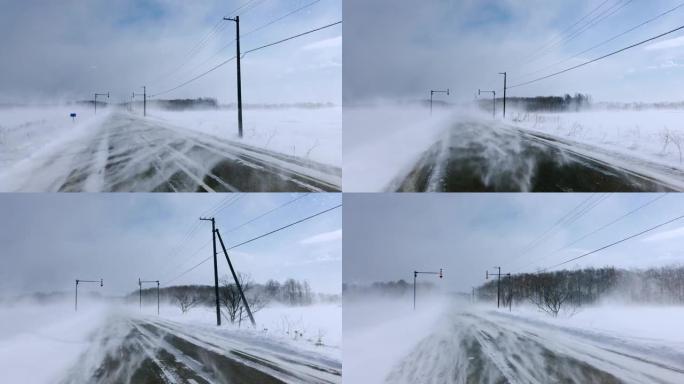 北海道道冬季国外驾车外国大雪雪中开车