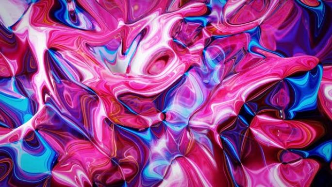 环状抽象彩虹色流体背景。美丽的波浪形玻璃表面的液体，图案，渐变的颜色和流动的波。创意明亮的bg，柔和
