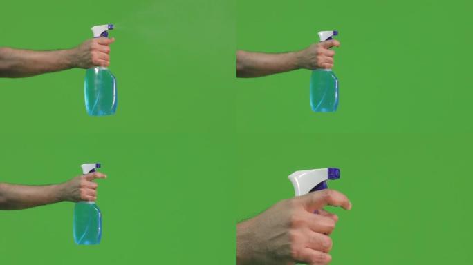 一只手在chroma studio中喷洒清洁液