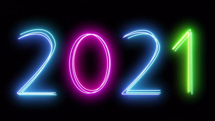 霓虹灯数字动画2021。