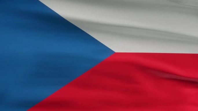 捷克国旗飘扬在风seamles循环三维动画。4 k的决议