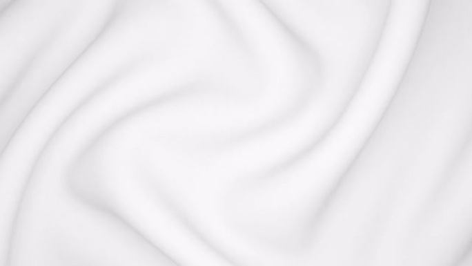 白色丝绸织物扭曲的动画。光滑的浅色布料折叠。4k UHD