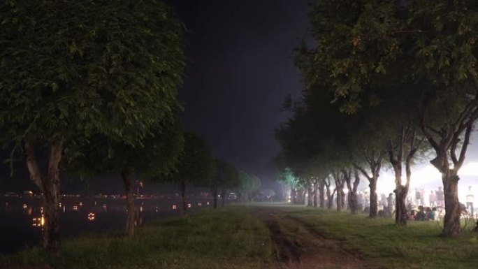 烟雾灯夜晚人流人流延时繁华