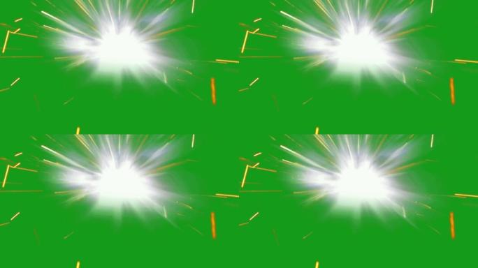绿色屏幕背景燃烧的爆竹运动图形