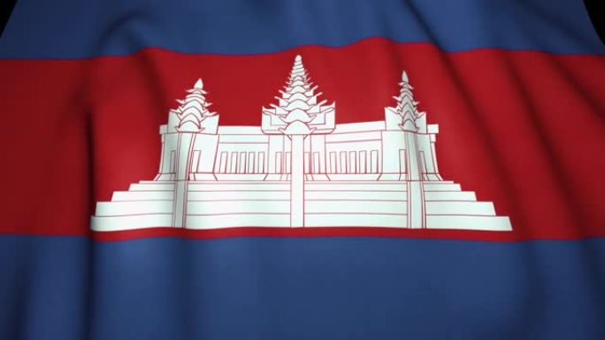 在4k中挥舞逼真的柬埔寨国旗，循环动画