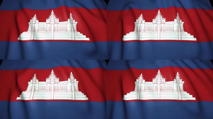 在4k中挥舞逼真的柬埔寨国旗，循环动画