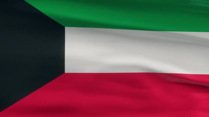 科威特国旗飘扬在风seamles环3d动画。4 k的决议