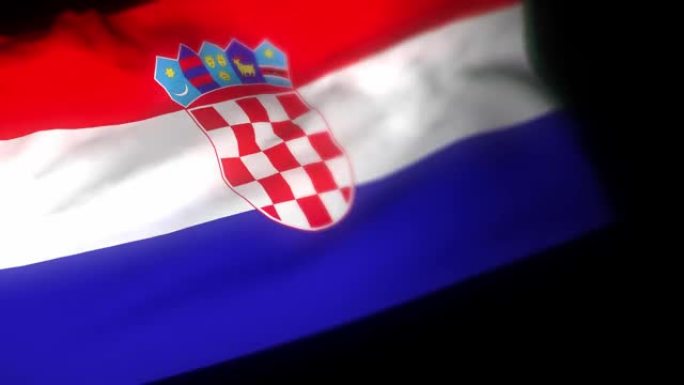 克罗地亚国旗，挥舞旗帜的逼真3D动画。克罗地亚国旗在风中飘扬。克罗地亚国旗。无缝循环动画。4K高质量