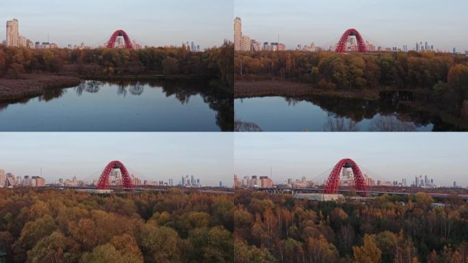 郊区红桥放大，秋日日沃皮斯尼桥