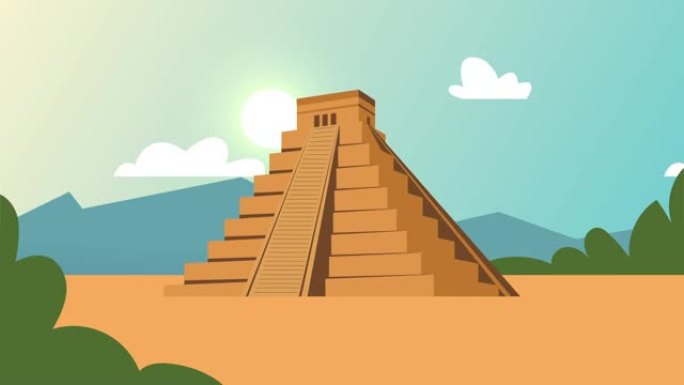 文化阿兹特克金字塔场景动画