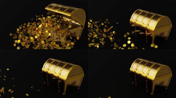 许多分发金币从宝箱里飞来。