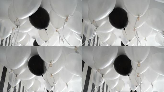 黑色和白色气球的豪华内饰